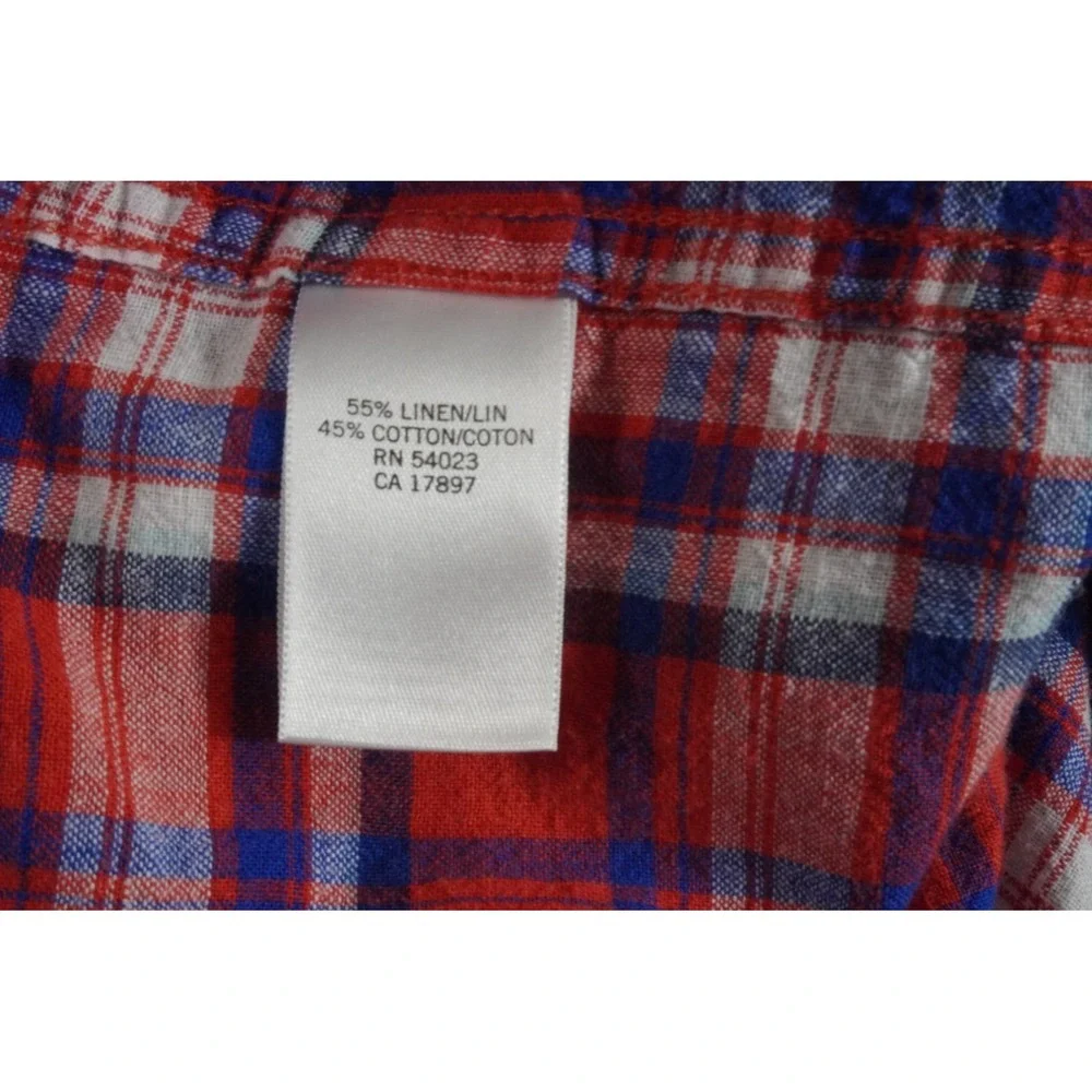 Banana Republic Casual Shirt Mens Large Red Multi Plaid Regular Fit Button Up